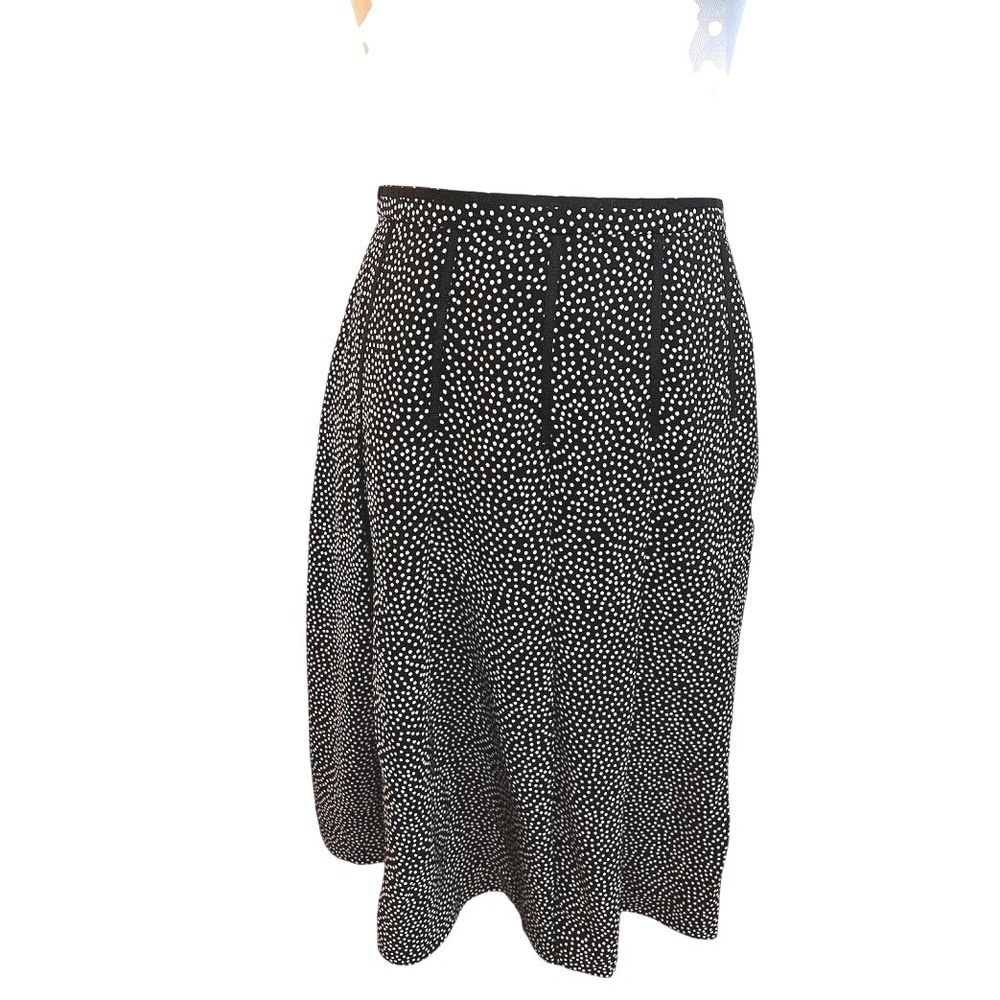 Pendleton Womens Black White Polka Dot 100% Silk A-Line Midi Skirt‎ Size L